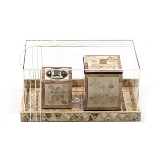Ensemble de brûleurs d'encens de luxe en nacre, coffret cadeau en acrylique, incrustation de coquille verte, brûleur d'encens arabe Mubkhar Oud Bakhoor, ensemble de plateaux Mubkhar - Product Image 3