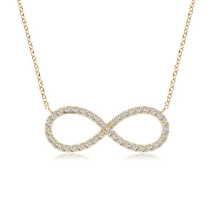 Pendentif Infini avec Diamants Taille Brillant pour Femme, Style Vintage, pour Mariage et Usage Quotidien, Or 10K 14K 18K, Argent 925 935 - Product Image 1