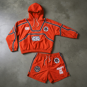 Custom Men Sets Two Piece Windbreaker <b>Shorts</b> and <b>Jacket</b> Hoodie Tracksuit Reflective Zip up Nylon Two Piece Windbreaker <b>Short</b> Set - Product Image 1