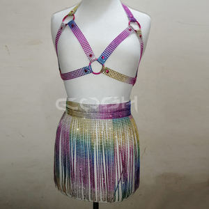 Conjunto de Minifalda con Flecos de Cristal Coloridos y Top de Tirantes de Lujo, Nueva Llegada 2026 - Product Image 2