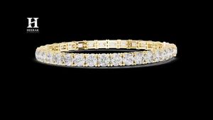 Luxury Mixed Cut Tennis Bracelet - Emerald and Round Brilliant Cut Diamond Bracelet in 14K/18K Gold - Product Image 6