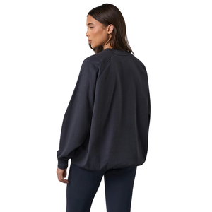 Sweat-shirt oversize bleu marine pour femme, coupe décontractée, pull à manches longues, streetwear décontracté, toucher doux, confort quotidien - Product Image 2