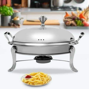 Recipiente para calentar comida de acero inoxidable de estilo moderno con soporte para quemadores de combustible, ideal para restaurantes y servicios de catering. - Product Image 4
