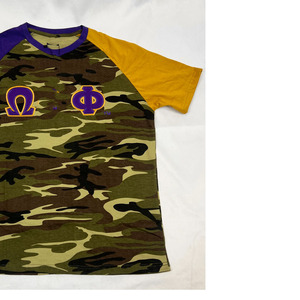 T-shirt décontracté à col rond Omega Psi Phi Fraternity, coupe régulière, 100 % coton respirant, avec logo tricoté personnalisé et motif uni brodé - Product Image 3