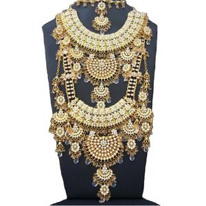 Indian Trendy Classic Choker Engagement Anniversary Wedding Party <b>Gift</b> Set Traditional Crystal Kundan Faux Pearl Alloy Gold - Product Image 2