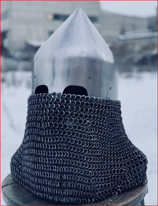 Casco Vikingo Medieval de Armadura de Malla de Acero Calibre 16 con Protección Nasal - Product Image 2