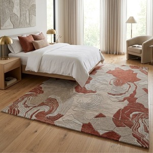 Tapis en laine tufté sur mesure avec une texture riche et des détails artistiques pour un revêtement de sol intérieur élégant - Product Image 2