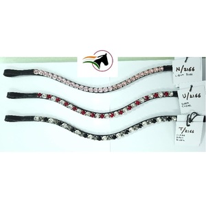 Venta al por mayor de diademas de lujo para caballos con cristales Rivoli de 10 mm, piezas de cuero genuino personalizadas para bridas ecuestres, fabricante. - Product Image 1