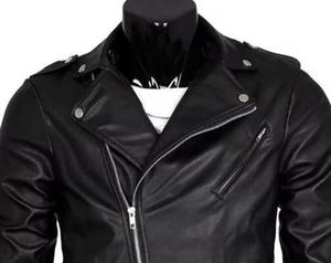 Blouson Moto Unisexe en Cuir PU Imperméable Hiver Col Rabattu Manches Courtes Couleur Unie Fermeture Éclair Coupe Slim Haute Qualité - Product Image 4