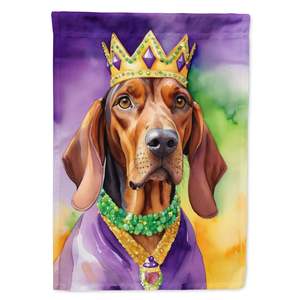 Redbone Coonhound King Mardi Gras Bandera de jardín multicolor Buzón Decorativo Patio Banner para Patio Obra DE ARTE Camas de flores Tamaño pequeño - Product Image 1