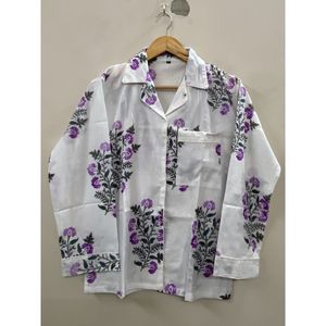 Women 100% Cotton Floral Print Pajama Set Soft Breathable Knitted Sleepwear Elastic Waist Two Piece <b>Loungewear</b> - Product Image 2