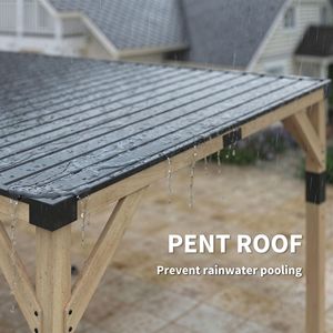 Gazebo in Legno Noce Chiaro 10x20 con Tetto Inclinato in Acciaio Zincato - Product Image 6