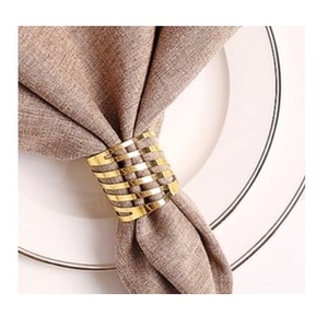 Anneau de serviette en métal finition nickel, design artisanal, pour traiteur, mariage, décoration de table, centres de table - Product Image 2
