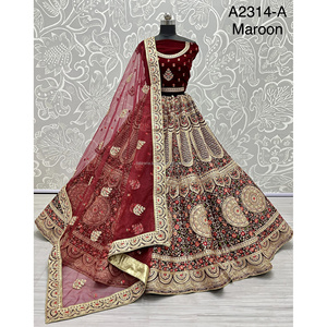 Collections de velours de vêtements de mariée indiens pour la mariée avec le travail de Zarkhan par Fabzone - Product Image 4