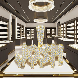 Collar con Colgante de Letra Inicial Personalizada en Estilo Hiphop Moderno, Oro Sólido de 10K, con Diamantes de Moissanita, Unisex, para Regalo - Product Image 6