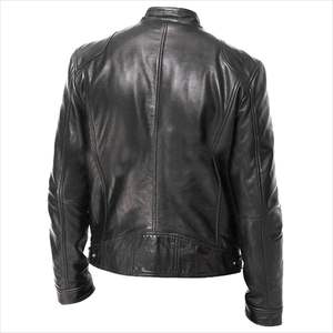 Chaqueta de cuero clásica vintage negra desgastada para motociclistas, chaqueta de cuero de invierno de estilo vintage hecha a medida para hombre - Product Image 5