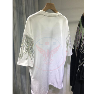 Eco Friendly Breathable Quick Dry Regular Fit Men's Polyester/Cotton Fleece Short Sleeve Rhinestone T-Shirts Casual Adult - Product Image 2