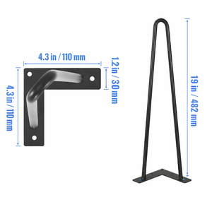 Hairpin Furniture <b>Legs</b> 19" 500lbs Load Capacity Coffee Dinning Metal <b>Table</b> <b>Legs</b> Black Color DIY Furniture Parts 4 Pcs EDPTBL010 - Product Image 3