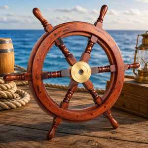 Volant de bateau en bois artisanal, design rustique, décoration murale, cadeau de luxe, objet de collection pour l'inauguration d'une maison, salon - Product Image 4