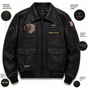 Chaqueta de Cuero Genuino para Hombre TR-LJ-015, Colores Personalizados, Cuello Alto, Impermeable, Resistente al Viento, Ecológica, Casual, de Alta Calidad - Product Image 6