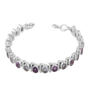 Pulsera de tenis de plata de ley 925 con amatista morada, venta al por mayor, piedra preciosa para sanación espiritual, exportación de joyería de Jaipur, India - Product Image 2
