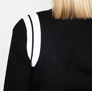 Chaquetas Universitarias de Béisbol para Mujer, Cuello Redondo, Manga Larga, Tejido de Algodón, Cortas, con Cierre Frontal de Botones de Cuerno - Product Image 3