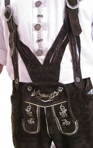 Lederhosen Bavaroises ZASSON SPORTS OEM d'usine, unisexe, traditionnelles, pour l'Oktoberfest, en cuir véritable, motif uni - Product Image 5