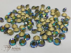 Pierres de cristal chaton chatoyantes Scarabée Vert Diamant Noir pour la fabrication de bijoux, strass en verre facetté de qualité supérieure, en vrac - Product Image 4