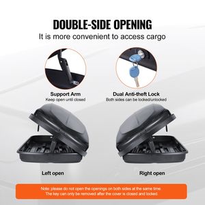 Box Portabagagli da Tetto 14 Piedi Cubici in ABS Rigido con Apertura Bilaterale e 2 Cinghie Rinforzate per Audi - Product Image 4
