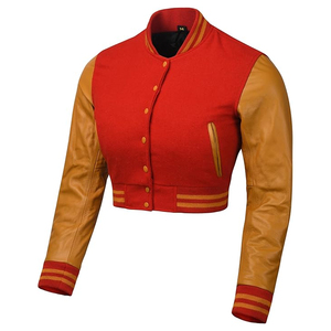 Women Cropped Bomber <b>Jacket</b> Streetwear Varsity Coat Custom Embroidery Supplier USA - Product Image 5