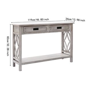 Whitewashed Wood 2-Drawer 1-Shelf <b>Console</b> <b>Table</b> and <b>Entry</b> Rustic Furniture <b>Console</b> <b>Tables</b> - Product Image 6
