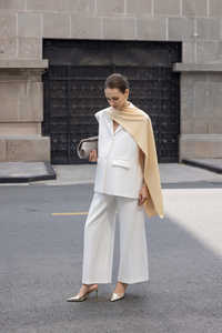 Ensemble Gilet et Blazer sans Manches pour Femme, Coupe Oversize, Col Cranté en V, Uni, Tissé Respirant, Style Bureau, Vietnam, Été - Product Image 5