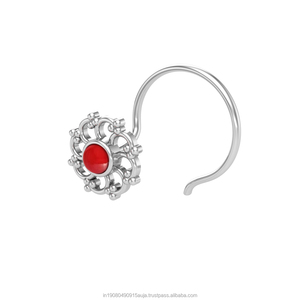 Pendiente de Nariz con Forma Redonda de Plata de Ley 925 de Indian Mores para Mujeres y Niñas - Product Image 2