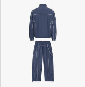TRIBON SPORTS Men's <b>Navy</b> <b>Blue</b> Tracksuit Full Zip <b>Jacket</b> Pants Set Solid Color Casual Sportswear Side Pockets Quick Dry - Product Image 5