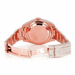 Montre à quartz bicolore or rose pour homme, bracelet en acier inoxydable serti de pierres, montre de ville pour affaires - Product Image 5