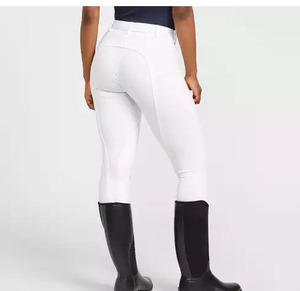 2026 Pantalon d'équitation personnalisé pour femme, blanc, taille haute, longueur intégrale, en SpandexCoton, avec poches et braguette boutonnée, couleur unie - Product Image 3
