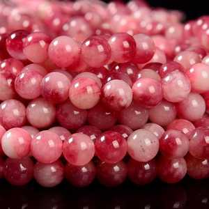 Cuentas Redondas de Jade Rosa Rojo, Hilo Completo de Piedras Naturales para Hacer Joyas, Cuentas para Manualidades de Pulseras y Collares - Product Image 1