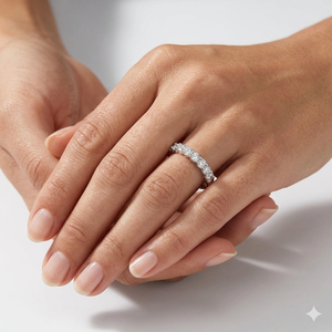 SHRAMAN DIAMOND Women's 925 <b>Silver</b> Lab grown Diamond Channel Setting Half <b>Eternity</b> Band <b>Rings</b> for Engagement Wedding Party Gifts - Product Image 3