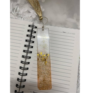 Marcapáginas de resina epoxi natural con brillantina dorada, transparente, con lazo, precio asequible, marcapáginas para leer, embalaje personalizado - Product Image 2