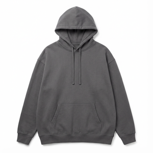 Men's Khaki Hooded Sweatshirt Solid Color Oversized Fit Casual Knitted <b>Fabric</b> Pocket Design Autumn Wear - Product Image 5