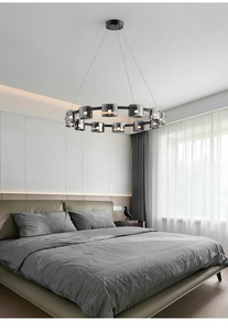 Lustre en verre moderne minimaliste simple ovale LED à intensité variable de luxe pour restaurant salle à manger chambre à coucher - Product Image 5