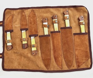Ensemble de couteaux de cuisine en acier Damas, 7 pièces, manche en bois, lame droite, couteaux de chef professionnels - Product Image 4