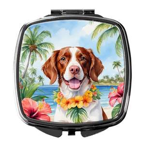 Brittany Spaniel Luau Compact Folding Handheld <b>Makeup</b> <b>Mirror</b> for Women Travel Decorative Pocket <b>Mirror</b> Gift Ideas - Product Image 1
