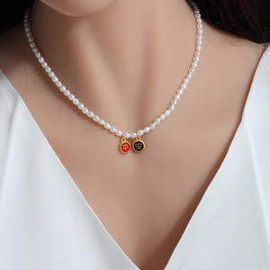 Versatile Gold-Injected Freshwater <b>Pearl</b> Necklace with Universal Chain New Chinese Style Gourd <b>Pendant</b> with Clip Buckle - Product Image 1