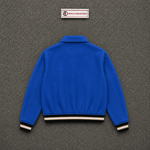 Blouson Bomber Bleu Homme Coupe Droite Fermeture Éclair Col Rabattu Couleur Unie Décontracté Automne Tendance Vente en Gros - Product Image 6