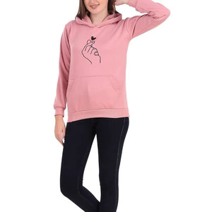 Sudadera con Capucha Rosa para Mujer con Estampado de Corazón en la Manga, Bolsillo Delantero, Corte Regular, Tejido de Punto, Teñido Anudado, Forro Polar Cortavientos, Ropa de Invierno - Product Image 5