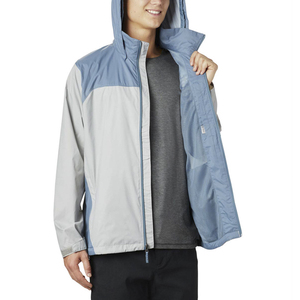 Veste softshell à capuche bleu gris clair pour homme, résistante à l'eau, manches longues, décontractée, pour la randonnée et les activités de plein air, coupe classique, longueur normale - Product Image 1