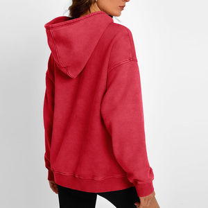 ผู้ผลิตและจำหน่ายเสื้อฮู้ดดี้ผู้หญิงแบบย้อมสีเอซิด สีพื้นเรียบ สีล้วน จำนวนมาก - Product Image 4