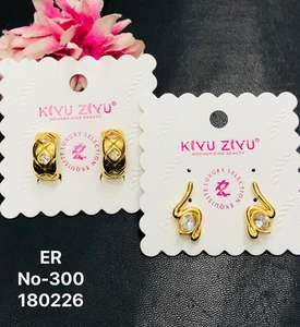 Pendientes de Moda con Diamantes Americanos en Acero Inoxidable Chapado en Oro para Mujer |   Ropa de Fiesta de Diseñador de Lujo - Product Image 2