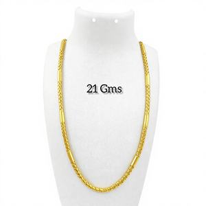 Collar de Lujo para Hombre, Cadena Italiana de Oro Sólido de 22K, Estilo Clásico para Bodas y Fiestas, Eslabones Cilíndricos Texturizados de Alto Brillo, 21 g - Product Image 1